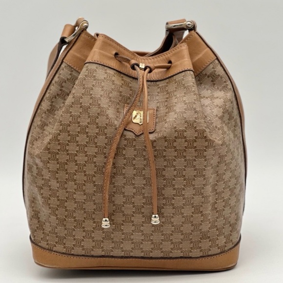 Celine Handbags - 💎VINTAGE 💎AUTHENTIC Celine Macadam Triomphe canvas and leather bucket bag.